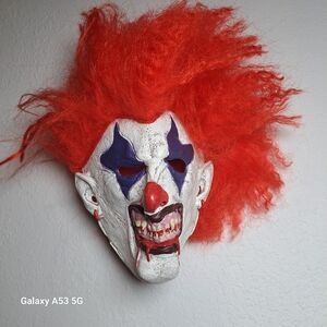 Spirit Halloween Clown Mask Latex Creepy Red Hair Evil Scary Mask